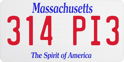 MA license plate 314PI3