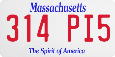 MA license plate 314PI5