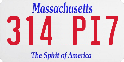 MA license plate 314PI7