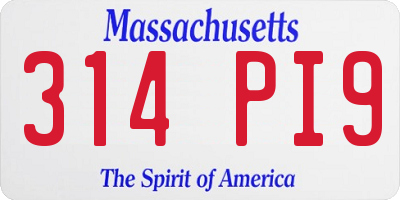 MA license plate 314PI9