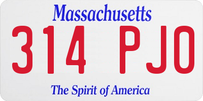 MA license plate 314PJ0
