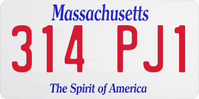 MA license plate 314PJ1