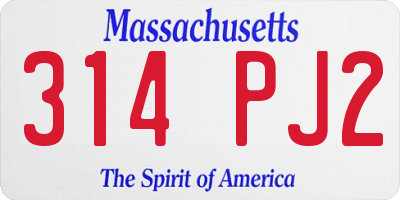 MA license plate 314PJ2