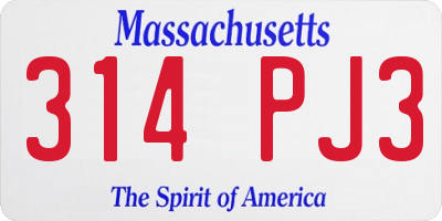 MA license plate 314PJ3