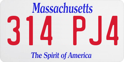 MA license plate 314PJ4
