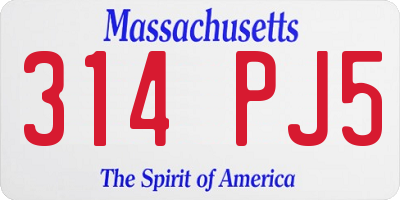 MA license plate 314PJ5