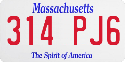 MA license plate 314PJ6