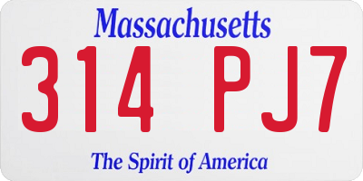 MA license plate 314PJ7