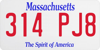 MA license plate 314PJ8