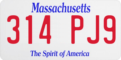 MA license plate 314PJ9