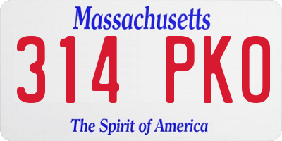 MA license plate 314PK0