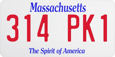 MA license plate 314PK1