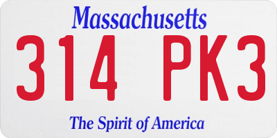 MA license plate 314PK3