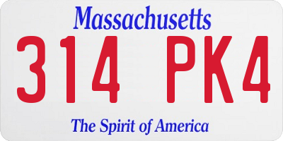 MA license plate 314PK4