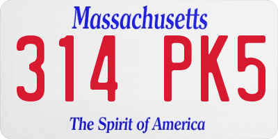 MA license plate 314PK5