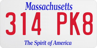 MA license plate 314PK8