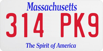 MA license plate 314PK9