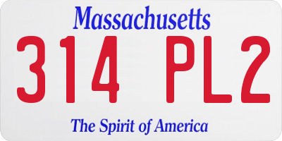 MA license plate 314PL2