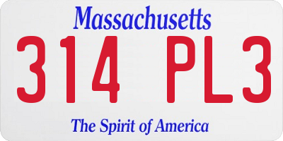 MA license plate 314PL3