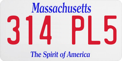MA license plate 314PL5