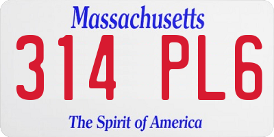 MA license plate 314PL6