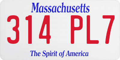 MA license plate 314PL7