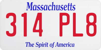 MA license plate 314PL8
