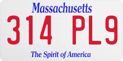 MA license plate 314PL9