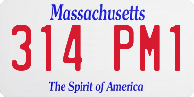 MA license plate 314PM1