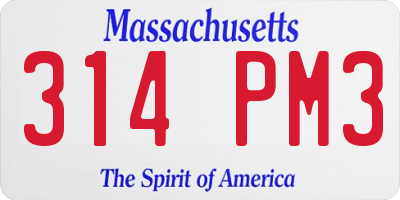 MA license plate 314PM3