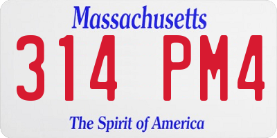 MA license plate 314PM4