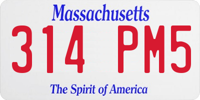 MA license plate 314PM5