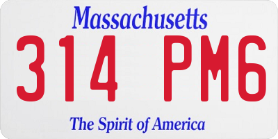MA license plate 314PM6