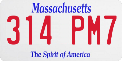 MA license plate 314PM7