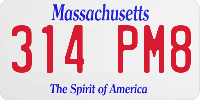 MA license plate 314PM8