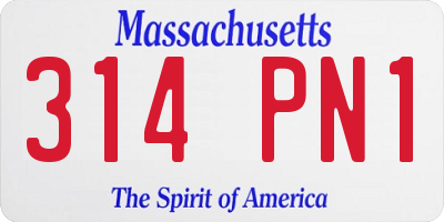 MA license plate 314PN1