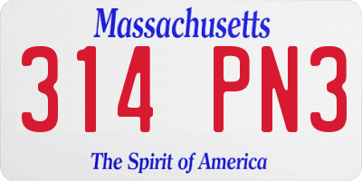 MA license plate 314PN3