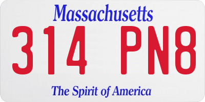 MA license plate 314PN8