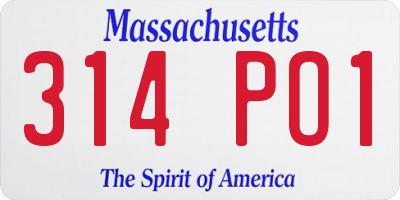 MA license plate 314PO1