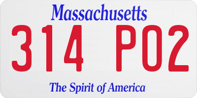 MA license plate 314PO2