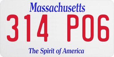 MA license plate 314PO6