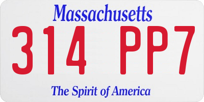MA license plate 314PP7