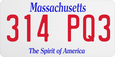 MA license plate 314PQ3
