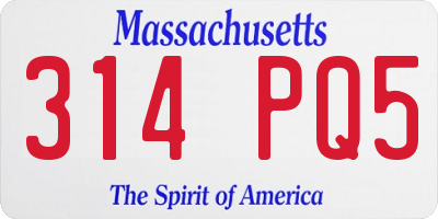 MA license plate 314PQ5