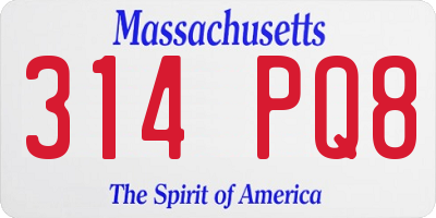 MA license plate 314PQ8