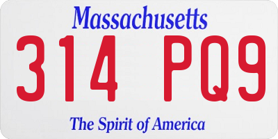MA license plate 314PQ9