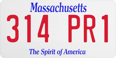 MA license plate 314PR1