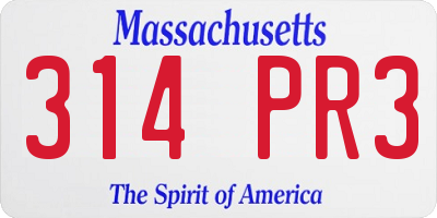 MA license plate 314PR3