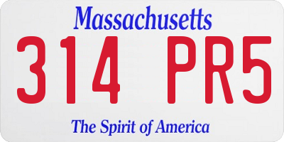MA license plate 314PR5