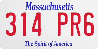 MA license plate 314PR6